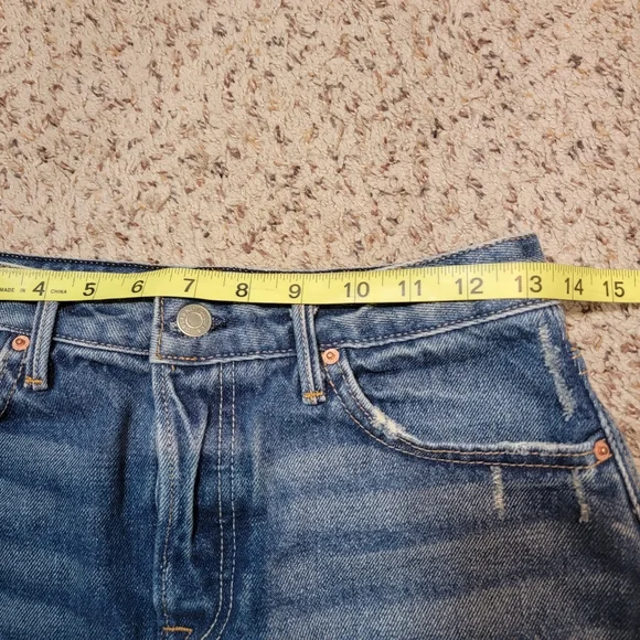 GRLFRND EVA DENIM SKIRT, DISTRESSED RAW HEM, SIZE 25 - Picture 6 of 8